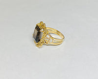 Vintage Estate Sale 14 Karat Yellow Gold and Genuine 12 x 10mm Smoky Quartz Ladies Ring