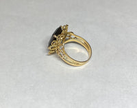 Vintage Estate Sale 14 Karat Yellow Gold and Genuine 12 x 10mm Smoky Quartz Ladies Ring