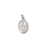 Sterling Silver 925 Oval Miraculous Virgin Mary Medal (Antiqued Silver, Rhodium-plated or Yellow gold-plated)