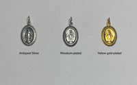 Sterling Silver 925 Oval Miraculous Virgin Mary Medal (Antiqued Silver, Rhodium-plated or Yellow gold-plated)