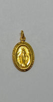 Sterling Silver 925 Oval Miraculous Virgin Mary Medal (Antiqued Silver, Rhodium-plated or Yellow gold-plated)