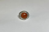 Sterling Silver 12mm Round Cabochon Brown Goldstone "Venturina" Filigree Style Ladies Ring