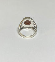 Sterling Silver 12mm Round Cabochon Brown Goldstone "Venturina" Filigree Style Ladies Ring