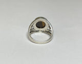 Sterling Silver Genuine 12mm Round Cabochon Tiger's Eye Filigree Style Ladies Ring