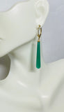 14 Karat Yellow Gold and Genuine Green Onyx Lever Back Dangle Earrings