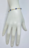 14 Karat Yellow Gold Filled 6mm Genuine Lapis Lazuli 7.25" or 8.25" Plaque Bracelet