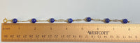 14 Karat Yellow Gold Filled 8mm Genuine Lapis Lazuli 8" Plaque Bracelet