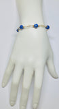 14 Karat Yellow Gold Filled 8mm Genuine Lapis Lazuli 8" Plaque Bracelet