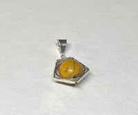 Vintage NOS 1970's Sterling Silver Pentagon Spinner Pendant with Genuine 10mm Mookaite Jasper Bead