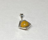 Vintage NOS 1970's Sterling Silver Pentagon Spinner Pendant with Genuine 10mm Mookaite Jasper Bead