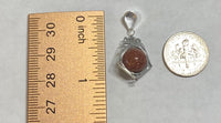 Vintage NOS 1970's Sterling Silver Pentagon Spinner Pendant with 10mm Goldstone Venturina Bead