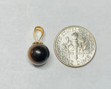 14 Karat Yellow Gold Genuine 9mm Tiger's Eye Bead Pendant (Available with chain)