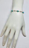 14 Karat Yellow Gold Filled 6mm Simulated Turquoise 7" Plaque Bracelet