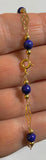 14 Karat Yellow Gold Filled 6mm Genuine Lapis Lazuli 7.25" or 8.25" Plaque Bracelet