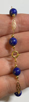 14 Karat Yellow Gold Filled 8mm Genuine Lapis Lazuli 8" Plaque Bracelet