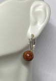 Sterling Silver 10mm Brown Goldstone "Venturina" Beads Lever Back Earrings