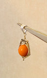 Vintage NOS 1970's Sterling Silver Pentagon Spinner Pendant with 10mm Simulated Pink Coral Bead