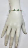 14 Karat Yellow Gold Filled Genuine 6mm Light Green Jade 8" Plaque Bracelet