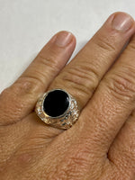 Vintage NOS 1960's Sterling Silver Genuine Black Onyx Man's Ring