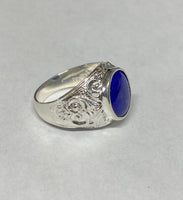 Vintage NOS 1960's Sterling Silver Genuine Lapis Lazuli Man's Ring