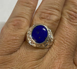 Vintage NOS 1960's Sterling Silver Genuine Lapis Lazuli Man's Ring