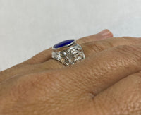 Vintage NOS 1960's Sterling Silver Genuine Lapis Lazuli Man's Ring