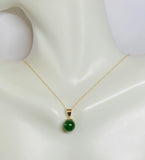 14 Karat Yellow Gold Genuine 8mm Nephrite Jade Bead Pendant (Available with chain)