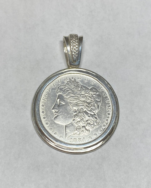 1884-O US Morgan Silver Dollar Coin in Sterling Silver Pendant