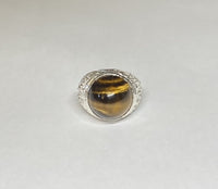 Vintage 1960's NOS (new old stock) Sterling Silver Genuine 18mm Round Cab Tiger's Eye Man's Ring