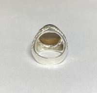 Vintage 1960's NOS (new old stock) Sterling Silver Genuine 18mm Round Cab Tiger's Eye Man's Ring