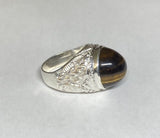 Vintage 1960's NOS (new old stock) Sterling Silver Genuine 18mm Round Cab Tiger's Eye Man's Ring