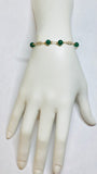 14 Karat Yellow Gold Filled Genuine 6mm Dark Green Jade 7.5" Plaque Bracelet