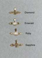 14 Karat Gold Ojos de Santa Lucia "Saint Lucy" Eyes Pendant with Diamonds, Emeralds, Ruby or Sapphires