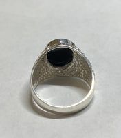 Vintage NOS 1960's Sterling Silver Genuine Black Onyx Man's Ring