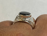 Vintage NOS 1960's Sterling Silver Genuine Black Onyx Man's Ring