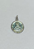 Sterling Silver .925 Rhodium-plated Blue Epoxy Angel Charm with Psalm 91:11 on Reverse