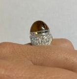 Vintage 1960's NOS (new old stock) Sterling Silver Genuine 18mm Round Cab Tiger's Eye Man's Ring