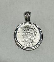 1924 US Peace Silver Dollar Coin in Sterling Silver Pendant