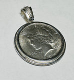 1924 US Peace Silver Dollar Coin in Sterling Silver Pendant