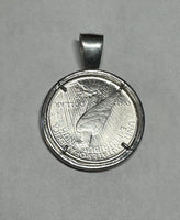 1924 US Peace Silver Dollar Coin in Sterling Silver Pendant