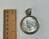 1924 US Peace Silver Dollar Coin in Sterling Silver Pendant