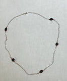 Sterling Silver Genuine 5mm Azabache Jet and Coral 18" Curb Link Necklace