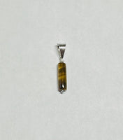 Sterling Silver and Genuine Tiger's Eye Barrel Pendant