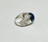 Vintage 1960's NOS (new old stock) Sterling Silver Genuine 18mm Round Cab Man's Ring (Tiger's Eye-Lapis Lazuli-Amethyst)