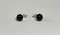 Genuine Asturian Spanish Azabache Jet 8.5mm Sterling Silver Stud Earrings