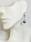 Sterling Silver Genuine 8mm Lapis Lazuli Fleur-de-Lis Lever Back Earrings