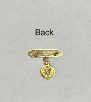 10 Karat Yellow Gold God Bless Me Baby Pin with Guardian Angel Medal