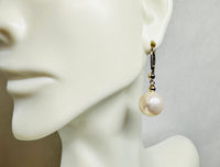 Genuine 11mm Round Freshwater Pearl and 14 Karat Yellow Gold Filled Ball Lever Back Earrings