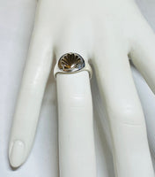 Sterling Silver and 14 Karat Yellow Gold "Camino de Santiago" Way of St. James Ladies Signet Shell Ring