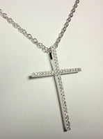 Sterling Silver White Cubic Zirconia Cross Pendant Necklace